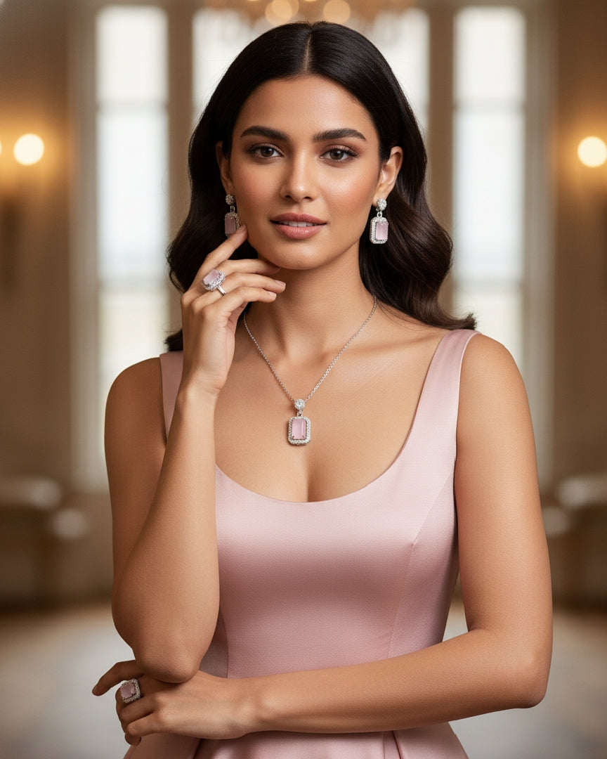 Elegant Gemstone Jewelry Set – Necklace, Earrings & Ring | Timeless Luxury Collection