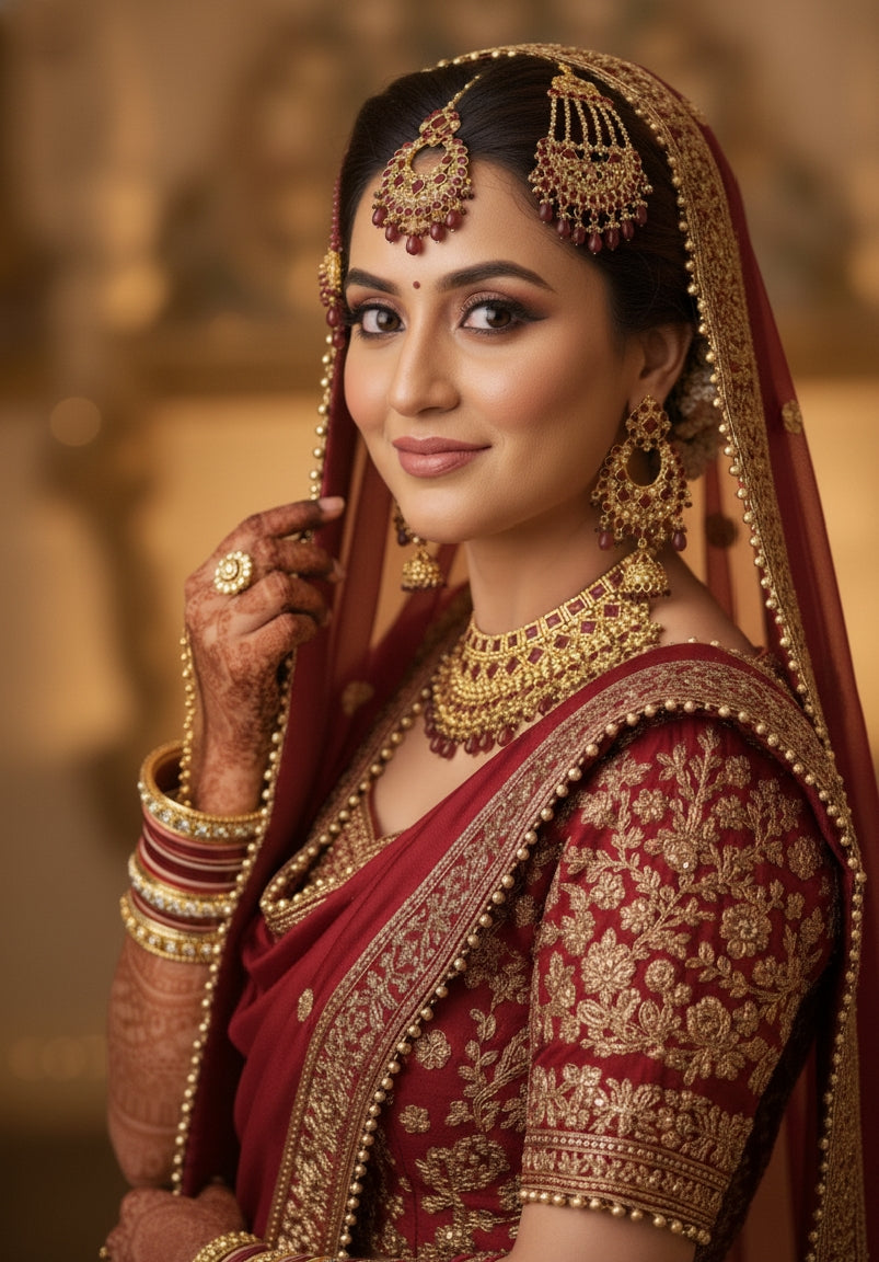 Red & Gold Bridal Jewelry Set – Premium Wedding Set | Dolphin Mart