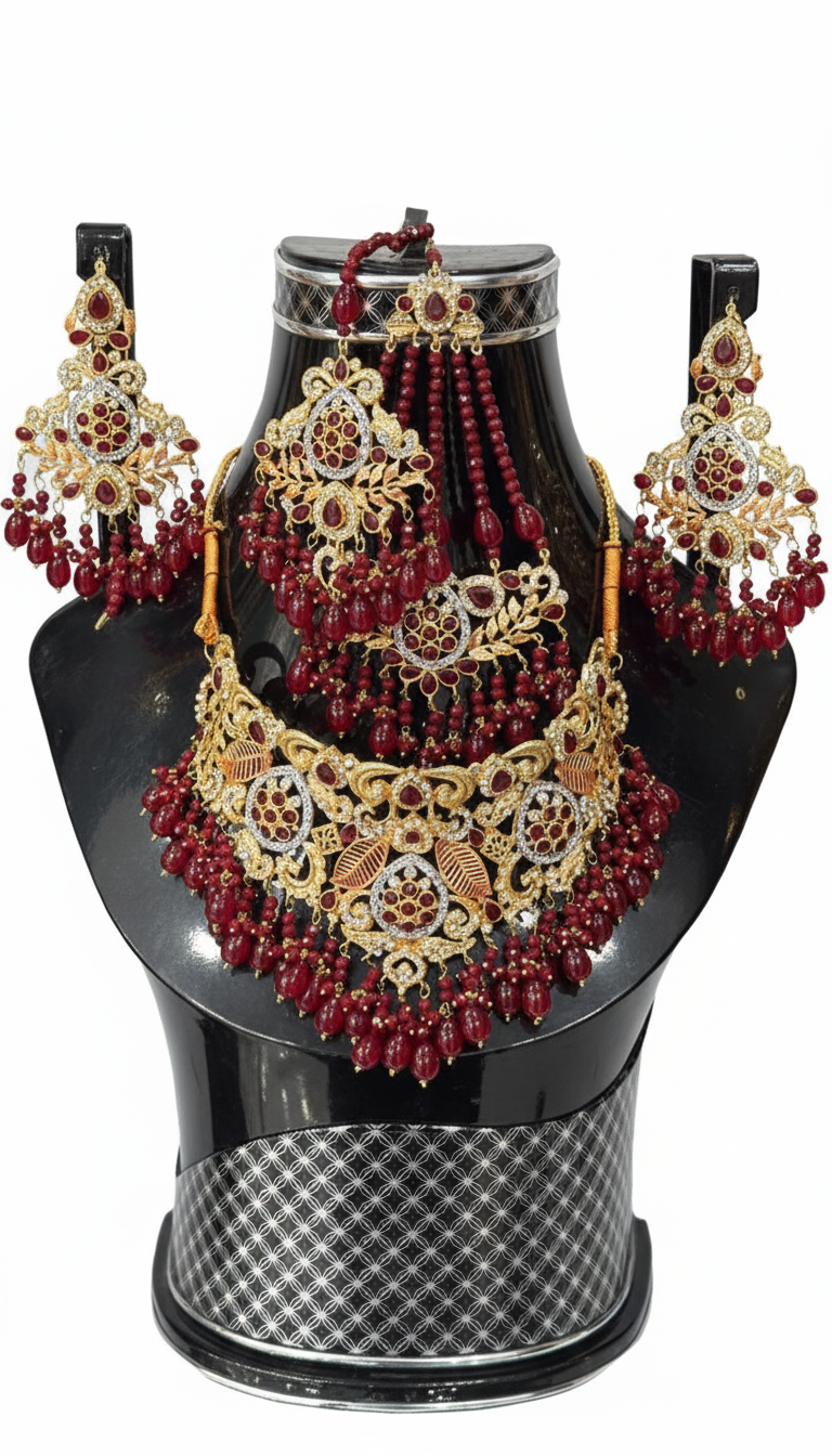 🌺 Royal Heritage Bridal Jewelry Set – Elegant & Classy