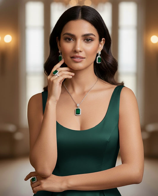 Elegant Gemstone Jewelry Set – Necklace, Earrings & Ring | Timeless Luxury Collection