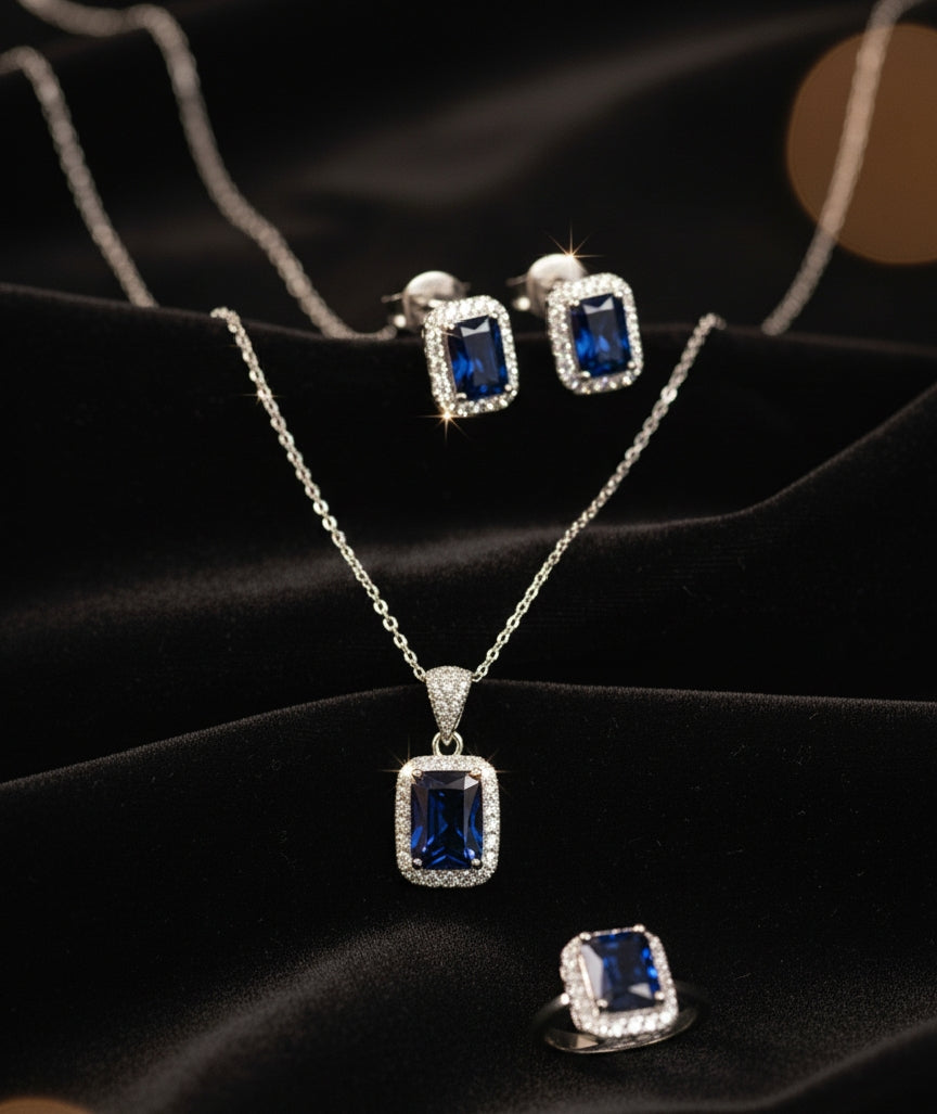 Elegant Gemstone Jewelry Set – Necklace, Earrings & Ring | Timeless Luxury Collection