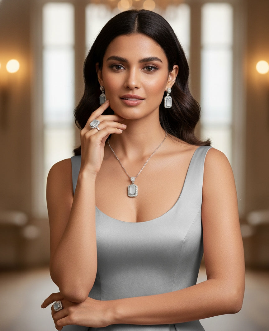 Elegant Gemstone Jewelry Set – Necklace, Earrings & Ring | Timeless Luxury Collection