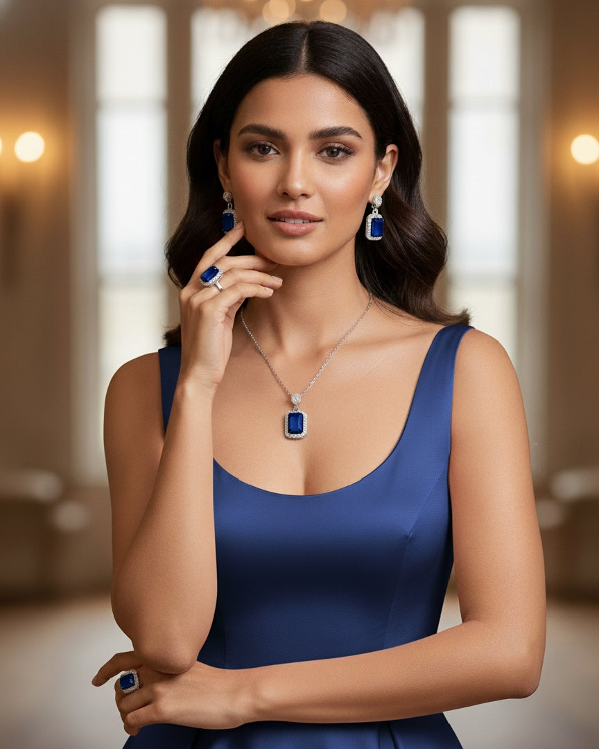 Elegant Gemstone Jewelry Set – Necklace, Earrings & Ring | Timeless Luxury Collection
