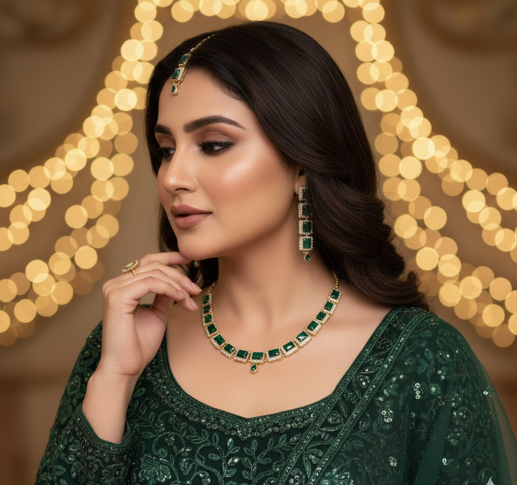 Elegant Stone-Studded Jewelry Set – Premium Finish