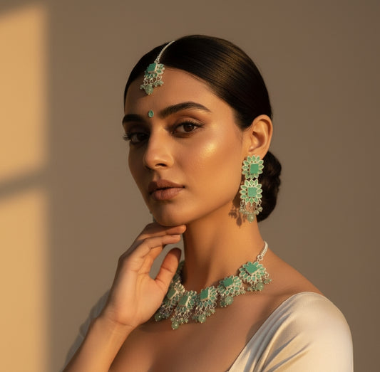 Royal Green Crystal Necklace Set