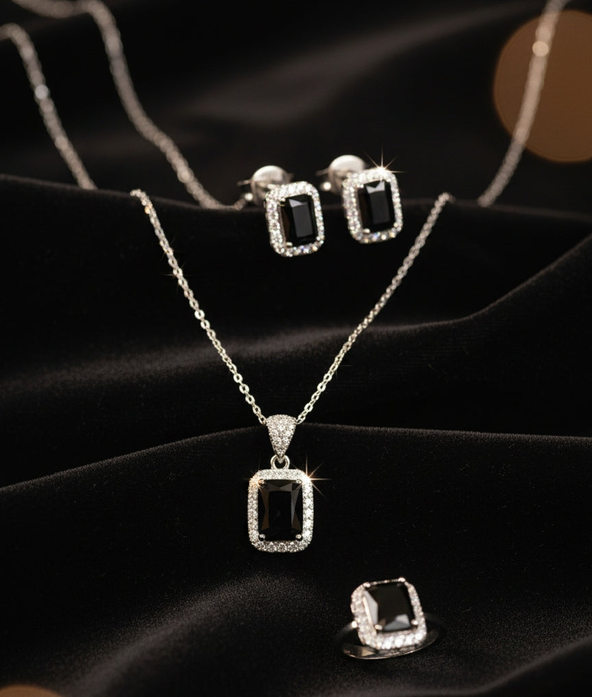Elegant Gemstone Jewelry Set – Necklace, Earrings & Ring | Timeless Luxury Collection